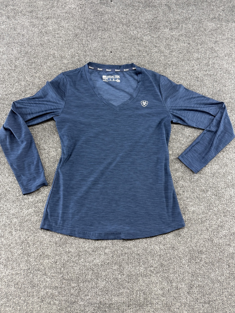 Ariat Shirt Womens Small Blue ARIATTEK Long Sleeve V Neck Riding Top Stretch
